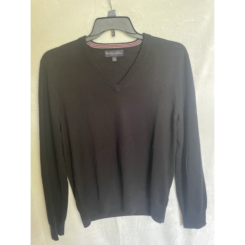Brooks Brothers Italian Yarn Tight‎ Knit Merino Wool Pullover Sweater Black M